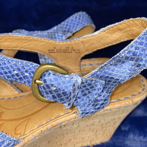 Born Shoes Born Sandals Multi Shades Of Blue Starps Cork Like Heel